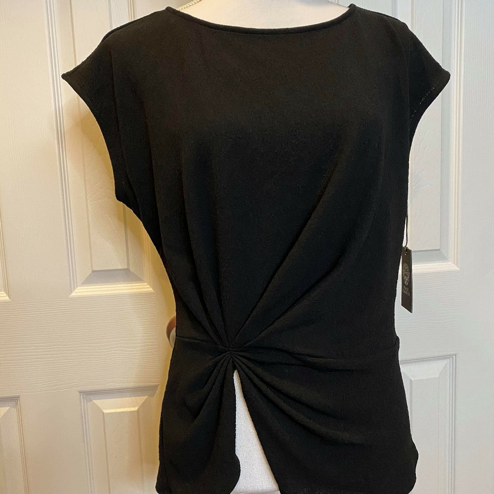 Lightly used Vince Camuto Black Chic Twist Front Blouse